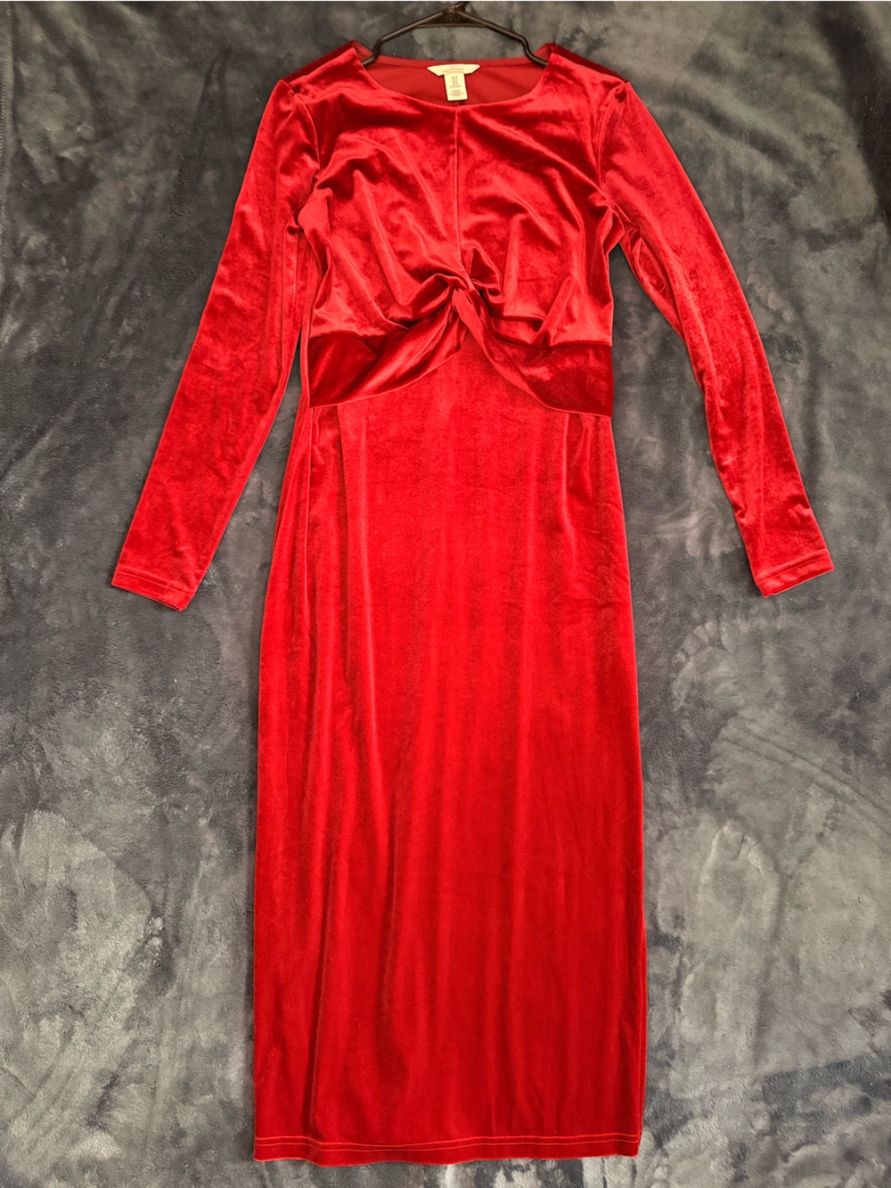 H&M Red Velvet Long Sleeve Twist-Front maternity/nursing dress